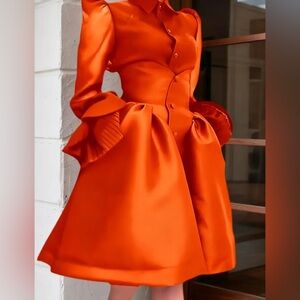 Elegant Orange Satin Dress